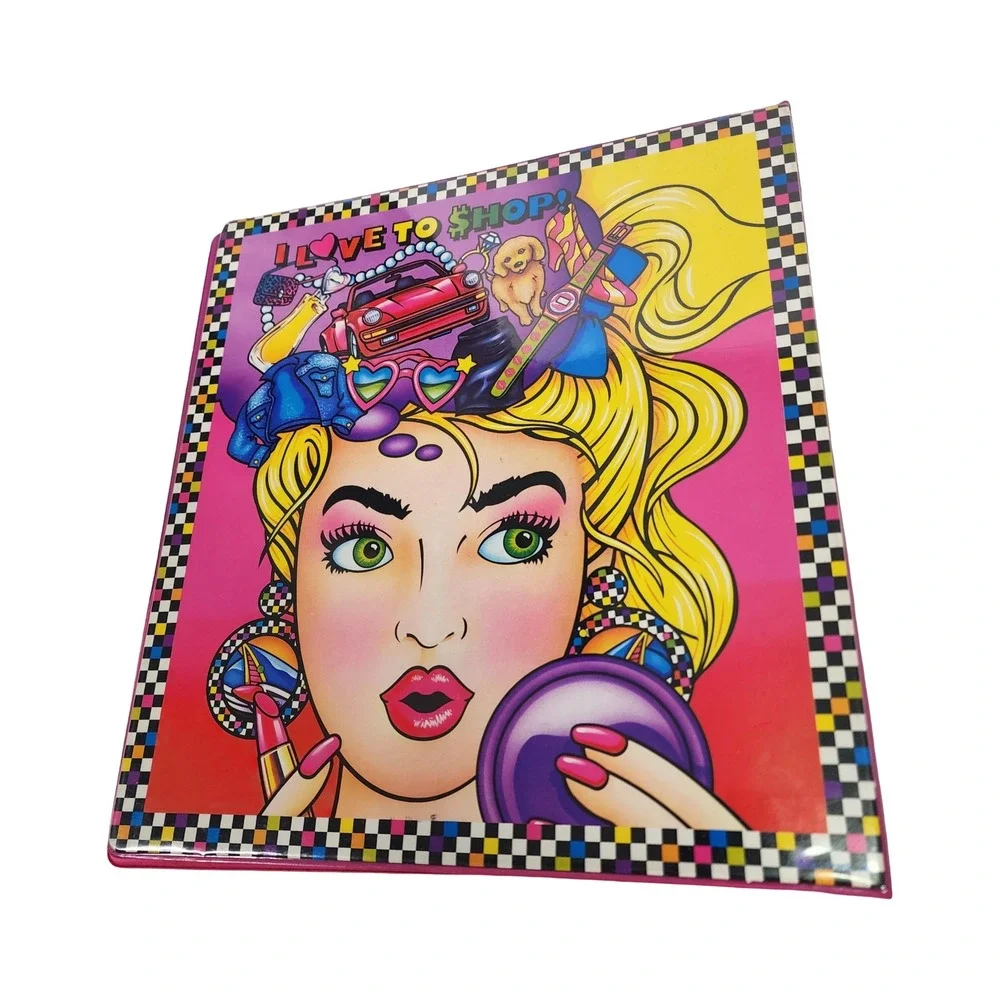 Vintage Lisa Frank I Love To Shop 1.5 Inch‎ 3 Ring Binder Stuart Hall 90s Y2K